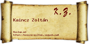 Kaincz Zoltán névjegykártya
